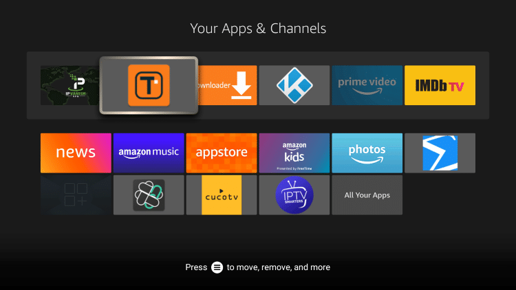 From here you can move the app wherever you prefer by using the arrows on your Firestick Remote.