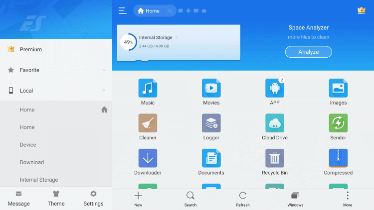 Launch ES File Explorer. This will be used to delete apps on your firestick