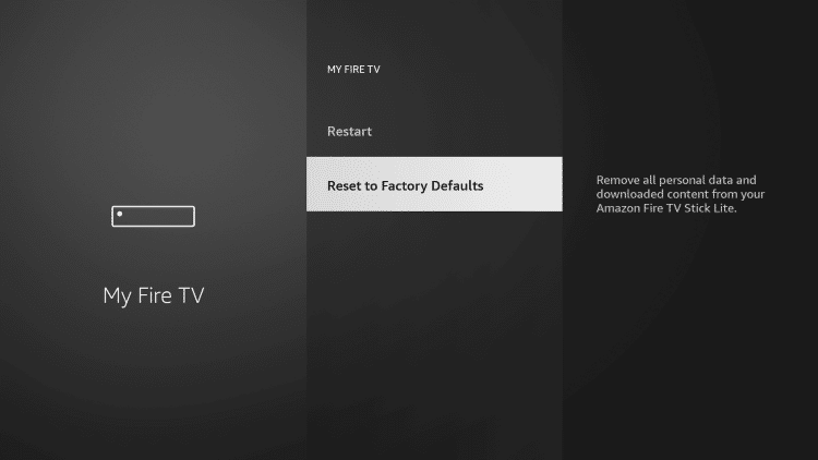 Scroll down and choose Reset to Factory Defaults.