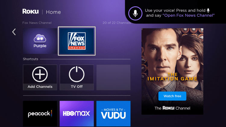 Locate and select Fox News from your home screen.