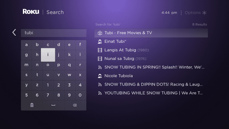 search for and select tubi
