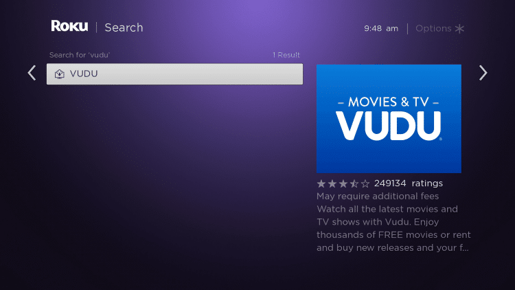 Choose the Vudu app