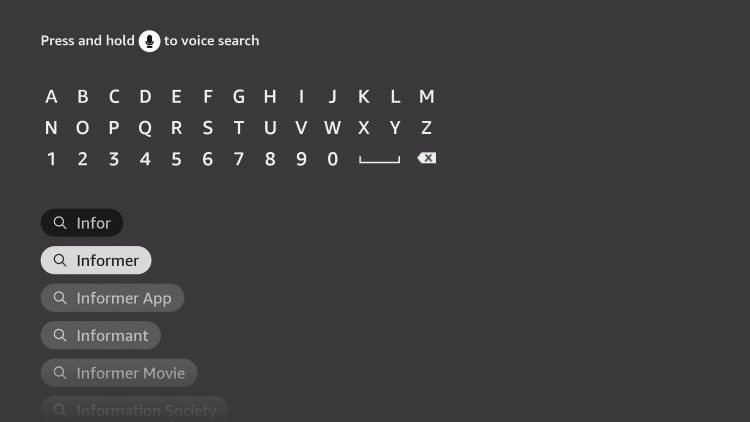 search for and select informer