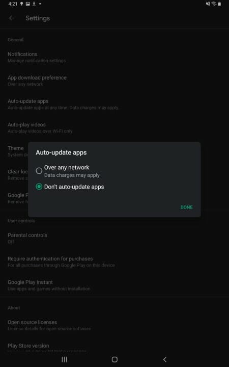 You have successfully turned off automatic app updates on Android!