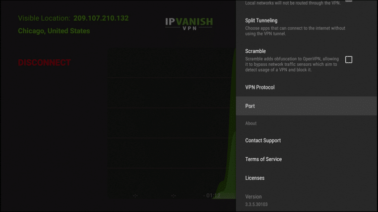 Port is the IPVanish VPN tunnel through which your Internet traffic moves.