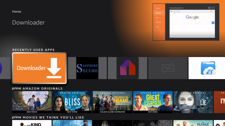 Open the Downloader app to jailbreak firestick with kodi
