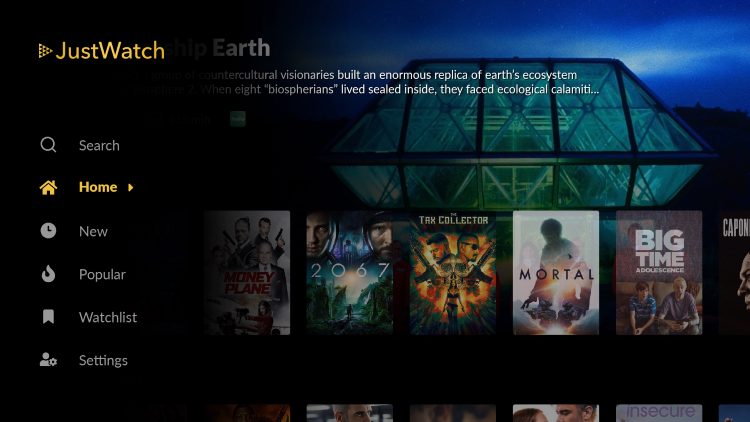 justwatch homescreen