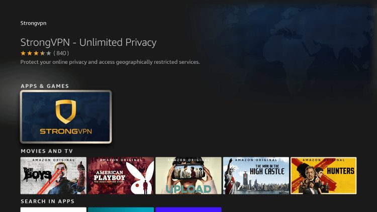 Click the StrongVPN app.