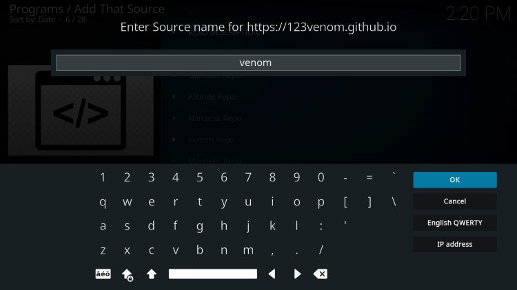 Enter any source name and click OK.