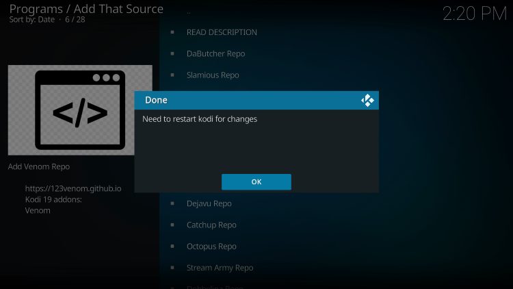 Click OK when this message appears.