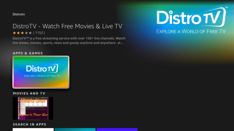 Choose DistroTV under Apps & Games