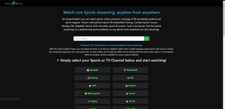 stream2watch homepage