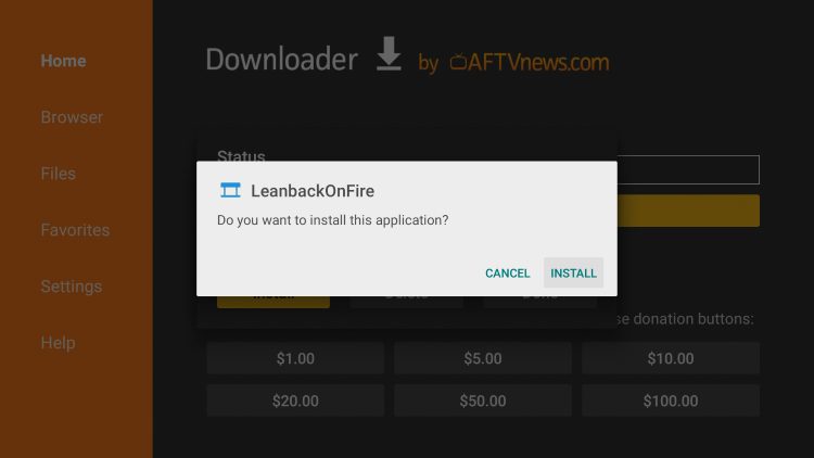 Click Install leanback launcher
