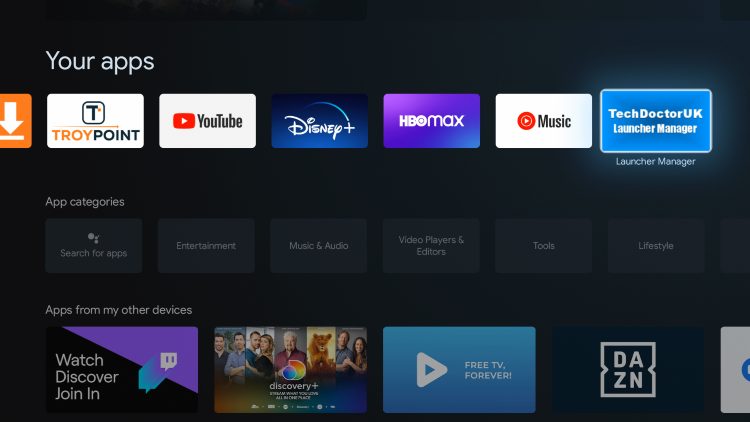 Return back to the home screen on your device and select the Launcher Manager app.