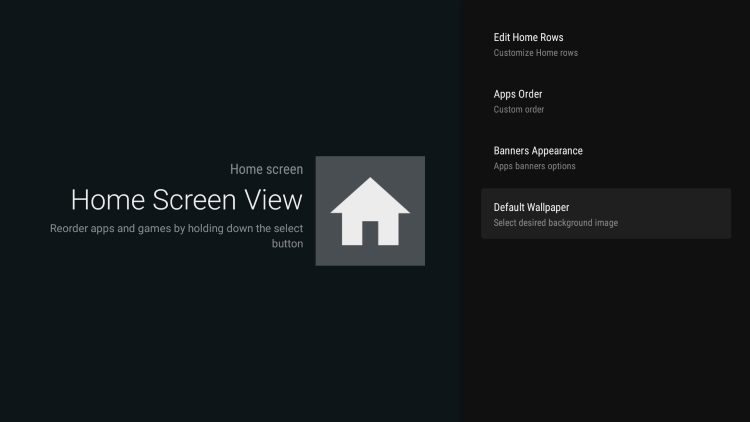 Select Default Wallpaper for leanback launcher