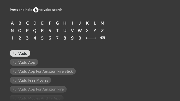 Type in "vudu' and click the first option that appears.