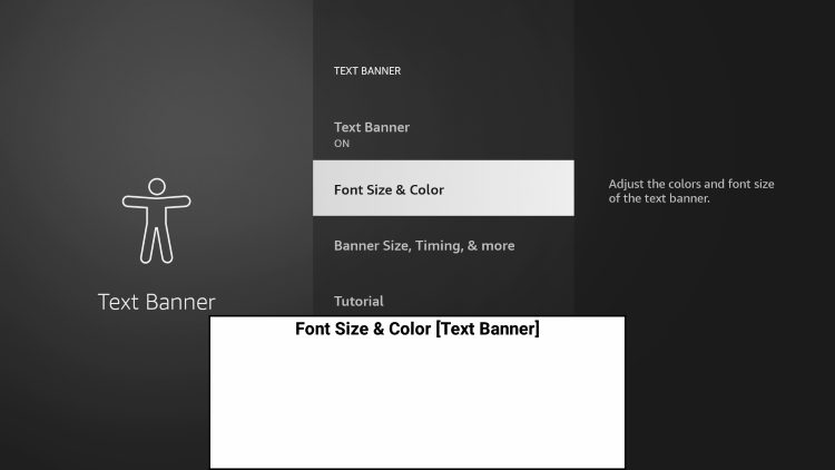 Next we suggest selecting Font Size & Color to adjust your text banner display.
