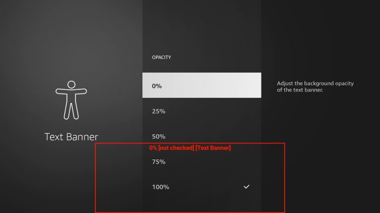 We used 0% opacity but you can adjust these settings to your preference to fix the grey app icons on your firestick