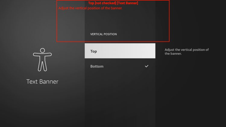 You can also change the Vertical Position of text banners. We selected the Top option.