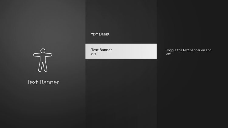 Click Text Banner again to fix grey app icons on firestick