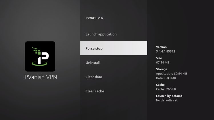 click force stop if ipvanish is not connecting