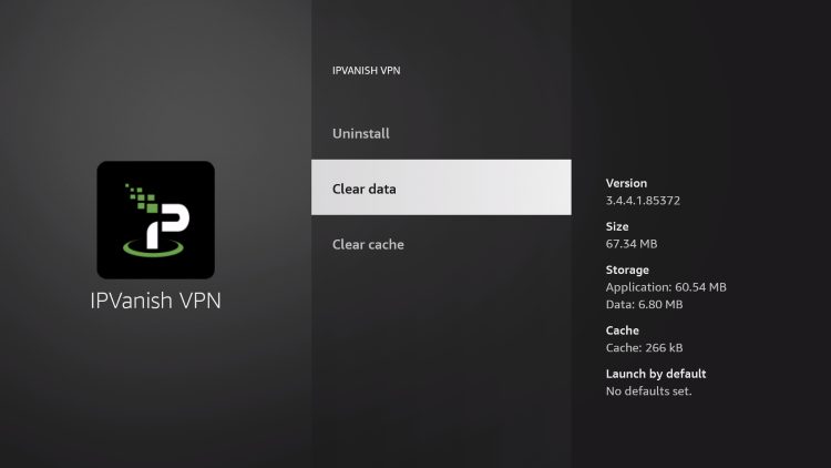 clear data if ipvanish is not connecting
