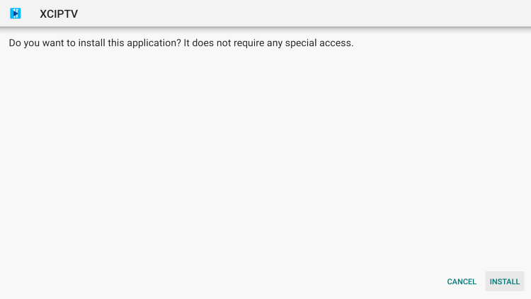 Нажмите Установить xciptv apk