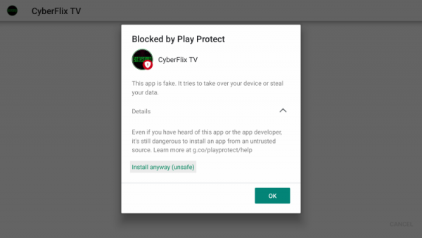how to disable play protect on android tv