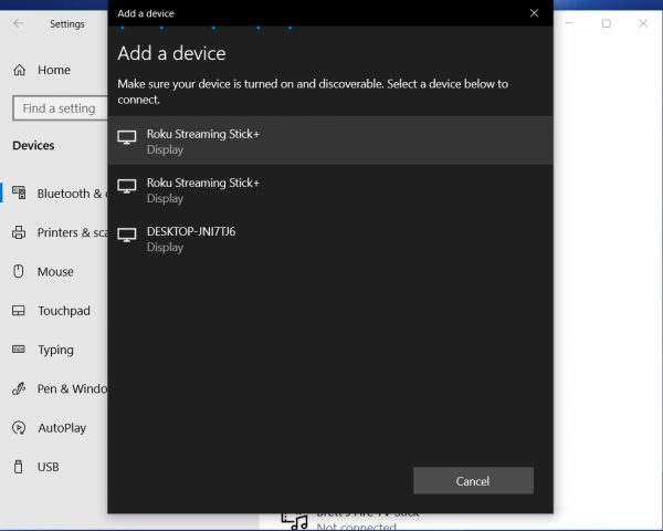 click to select your roku device