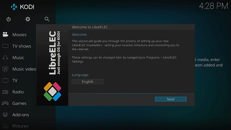 LibreELEC on Raspberry Pi Wizard