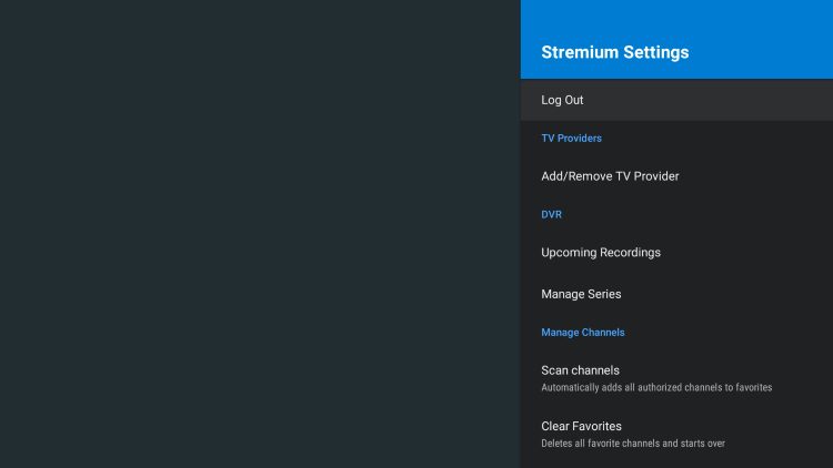 stremium settings