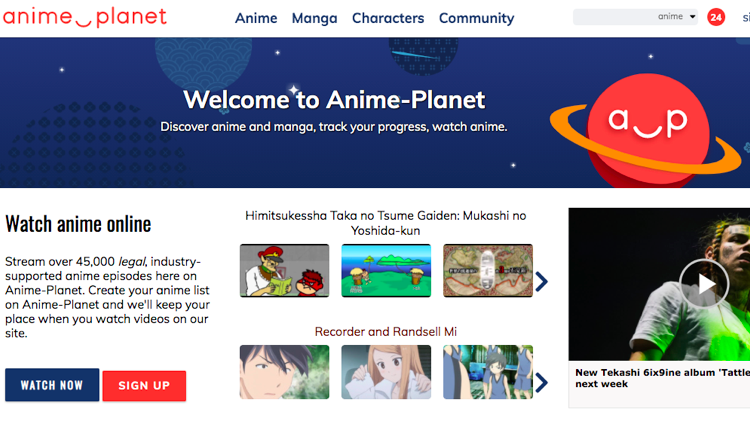 anime planet website