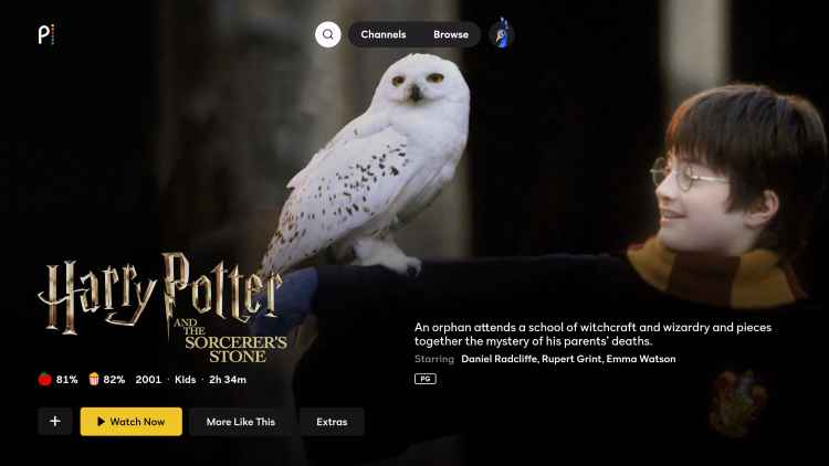 click watch now to watch harry potter