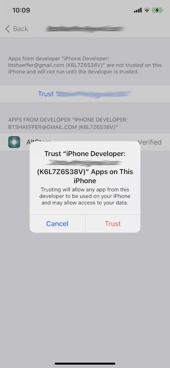 click trust again to install altstore
