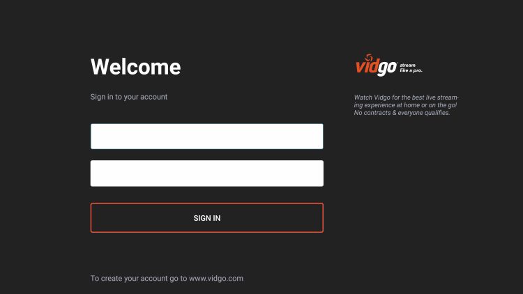 sign in with account credentials