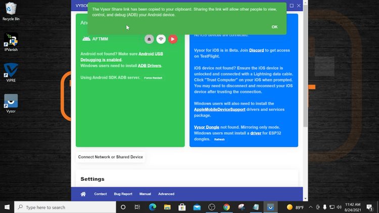 Vysor link copied to clipboard