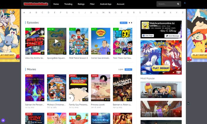 watchcartoononline bz website