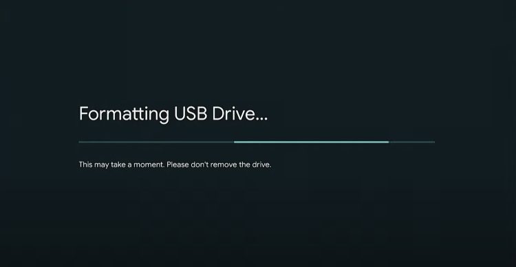 Wait a few seconds for your USB Drive to finish formatting to use usb-c hub for chromecast