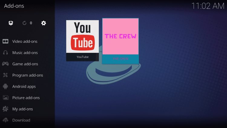 Click Video add-ons and then The Crew.