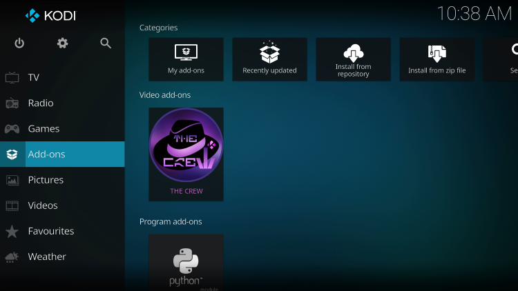 Open Kodi and scroll down to Select Add-ons