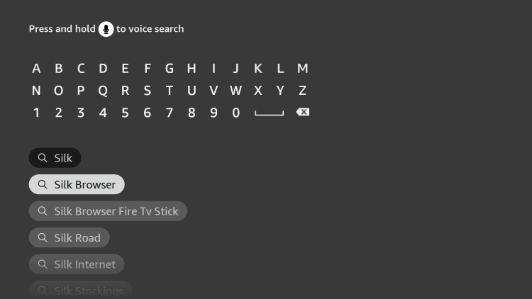 Type Silk Browser and select the suggested search result.