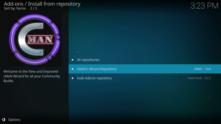 Choose cMaN's Wizard Repository