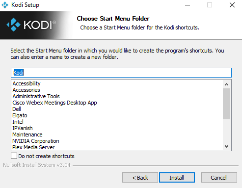 Click Install kodi for windows pc