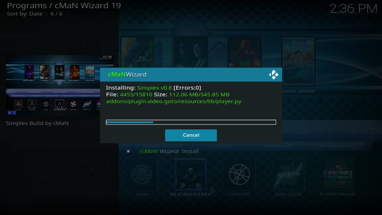 wait for simplex kodi build to finish installing