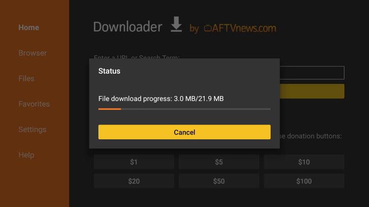 Wait a few seconds for the file to download.