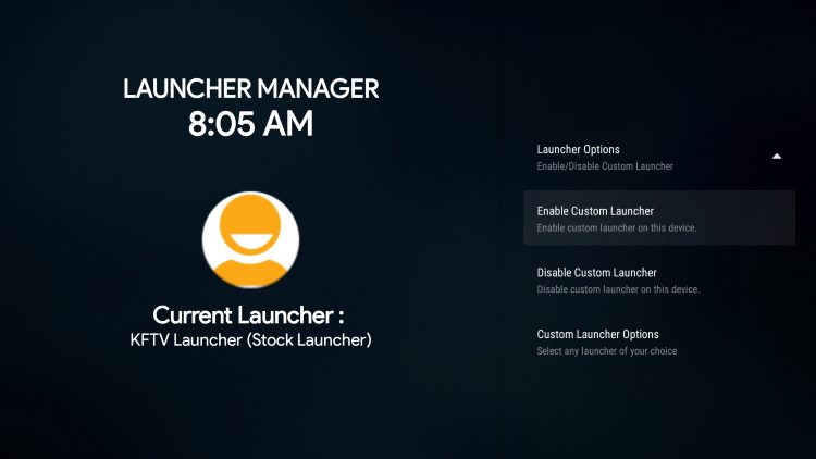 choose enable custom launcher for flauncher