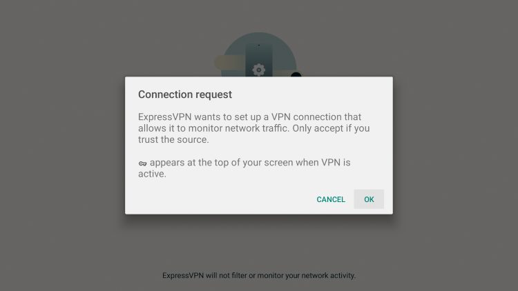 Click OK when prompted with this Connection request message.