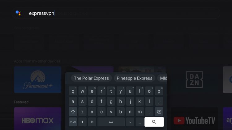 Type in "expressvpn" and click the search icon.