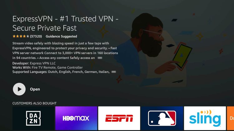 Once the ExpressVPN app installs, click Open.