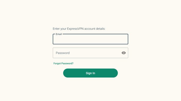 Enter your ExpressVPN account information and click Sign In.